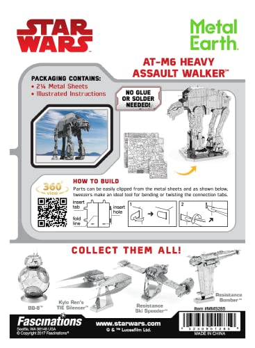 Metal Earth Fascinations Star Wars at-M6 Heavy Assault Walker 3D Metal Model Kit Bundle with Tweezers