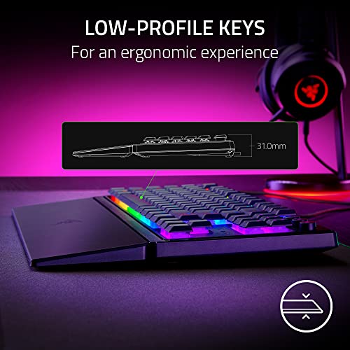 Razer Ornata V3 Tenkeyless - Compact Low Profile Gaming Keyboard (Mecha-Membrane Switches, UV-coated Keycaps, Backlit Dedicated Media Keys, Magnetic Soft-Touch Wrist Rest) UK Layout | Black