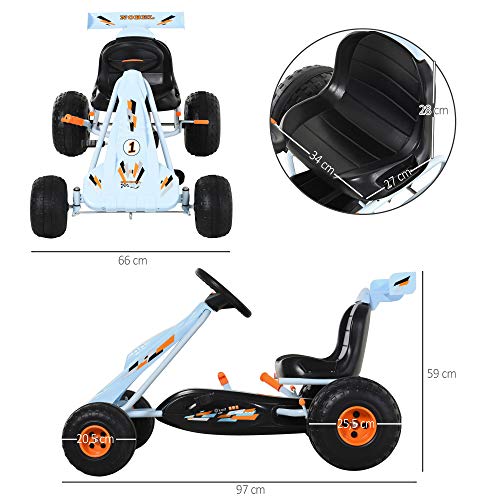 HOMCOM Kids Children Pedal Go Kart Manual Ride On Car w/Brake Gears Steering Wheel Adjustable Seat Outdoor Fun Vehicle 97 x 66 x 59 cm