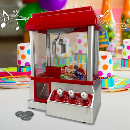 Candy Grabber Machine Toy - For Kids Parties, Retro Fun Arcade Claw Crane Game Dispenser Grab Gadget Prize | For Treats, Chocolate, Sweets, Small Toys | 24 Coins, Novelty Gift For Xmas Party