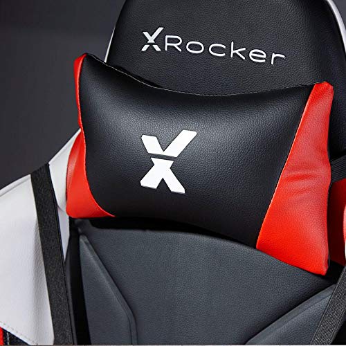 X-Rocker Agility Sport eSport Gaming Racing Desk Chair, Ergonomic Adjustable Computer Office Chair with Adjustable Lumbar Support and Headrest Pillow, Adjustable Swivel, 3D Armrests - Red