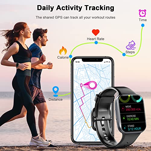 Smart Watch for Men Women, 1.69" Fitness Watch with Heart Rate Sleep Monitor/Step Counter, 2023 Fitness Tracker Smartwatch with 25 Sports Modes, IP68 Waterproof Activity Trackers for iOS Android-Black