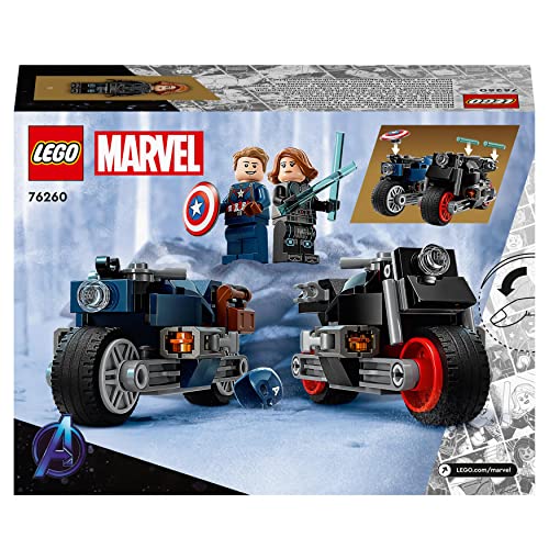 LEGO 76260 Marvel Black Widow and Captain America Motorcycles, Avengers Age of Ultron Set with 2 Superhero Motorbike Toys for Kids, Boys, Girls Aged 6 and Up