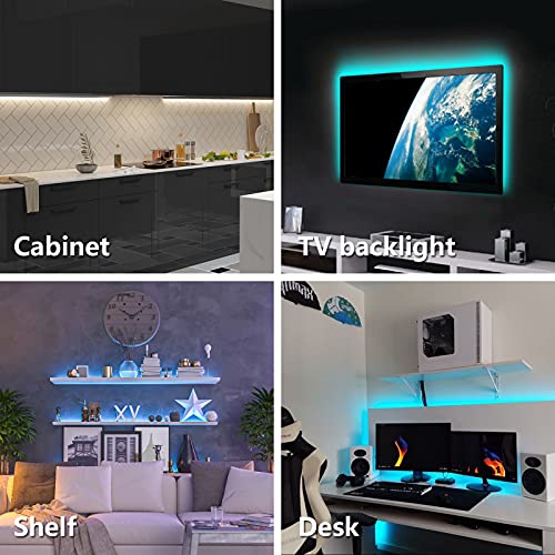 JIAWEN Under Cabinet Lighting, Warm White Light & Colour Changing RGB Kitchen Under Cupboard Lights, 2m LED Lighting Strips with App Control, Compatible with Alexa for Kitchen Cabinet, Shelf, Counter