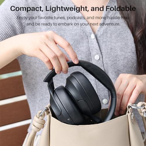 TOZO HT2 Hybrid Active Noise Cancelling Wireless Headphones, 60H Playtime Lossless Audio Over Ear Bluetooth Headphones, Hi-Res Audio Deep Bass Foldable Lightweight Headset for Workout