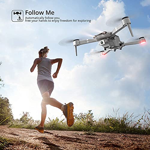 4DRC F3 GPS Drone for Adults with 4K Camera 5G FPV Live Video for Beginners, Foldable RC Quadcopter with Auto Return Home, Follow Me,Dual Cameras,Tap Fly,2 Batteries, Includes Carrying Case