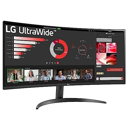 LG UltraWide Curved Monitor 34WR50QC, 34 inch, 1440p, 100Hz, 5ms GtG, VA Display, HDR 10, AMD FreeSync compatible, Smart Energy Saving, Displayport, HDMI