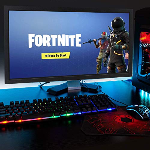 Gaming Keyboard and Mouse and Mouse pad and Gaming Headset, Wired LED RGB Backlight Bundle for PC Gamers Users - 4 in 1 Gift Box Edition Hornet RX-250