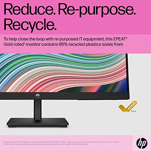 HP 24 Inch FHD Monitor - V24ie G5, Full HD IPS, 75hz Refresh Rate, 1x HDMI, 1 x VGA, 1 x DisplayPort 1.2, Low Blue Light Mode, Anti-glare, Tilt Adjustment, VESA Mountable, Black