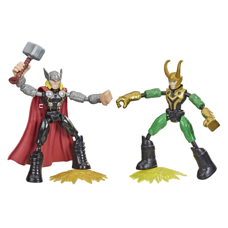 Hasbro Marvel Spider-Man Bend and Flex Missions Spider-Man Space Mission Action Figure & Marvel Avengers Bend and Flex Thor Vs. Loki Action Figure Toys, 6-Inch Flexible Figures