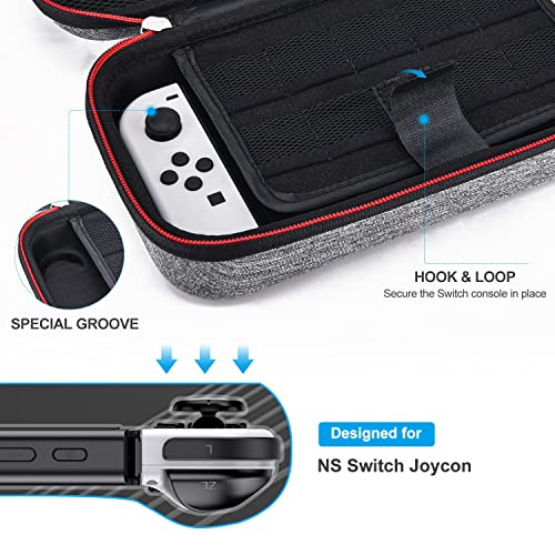 innoAura Switch OLED Accessories Bundle 18 in 1 Switch Bundle with NS Switch Case, Switch Game Case, NS Switch OLED Screen Protector, Switch Stand, Switch Thumb Grips (Gray)