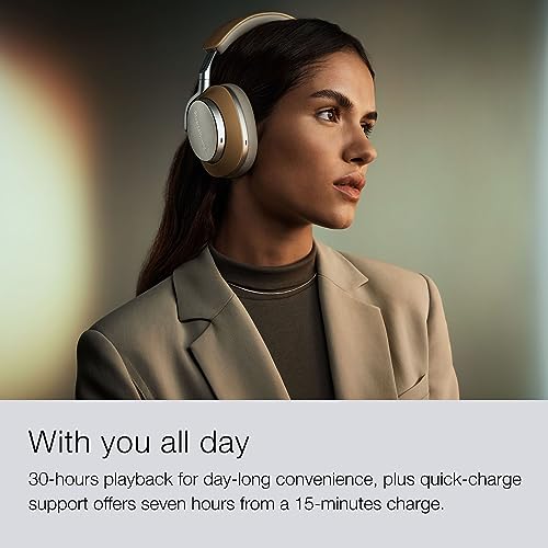 Bowers & Wilkins PX8 Flagship Noise Cancelling Wireless Over Ear Headphones with Bluetooth 5.0 & Quick Charge, 30 Hours of High-Resolution Playback and Built-In Microphone - Tan