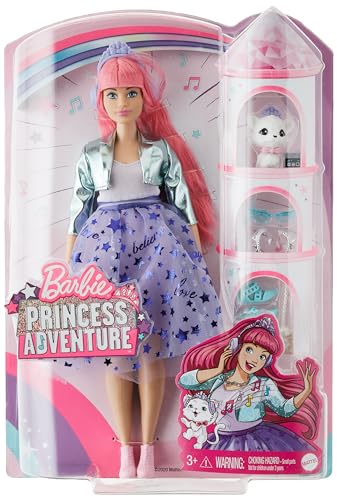 Barbie Princess Adventure Doll in Princess Fashion with Pet Puppy, 2 Pairs of Shoes, Tiara and 4 Accessories, for 3 to 7 Year Olds - GML76