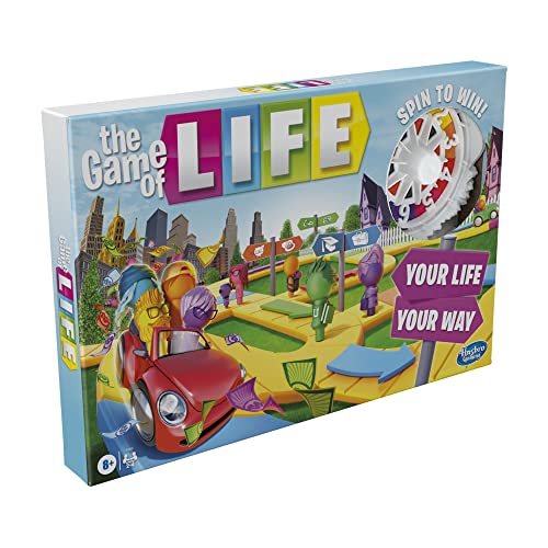 Hasbro Gaming The Game of Life Game, Family Board Game for 2 to 4 Players, for Kids Ages 8 and Up, Includes Colourful Pegs