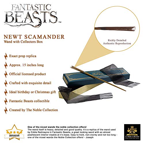 The Noble Collection Newt Scamander Wand in Collectors Box 14 inch long Quality Newt Scamander Wand With Collectors Wand Box - Fantastic Beasts Film Set Movie Props Wands