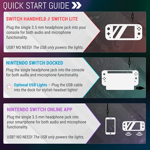 Orzly Gaming Headset with Mic Compatible for Nintendo Switch OLED and Lite Joycon Color Match with Led Light Microphone & Remote - Hornet RXH-20 Tanami Edition