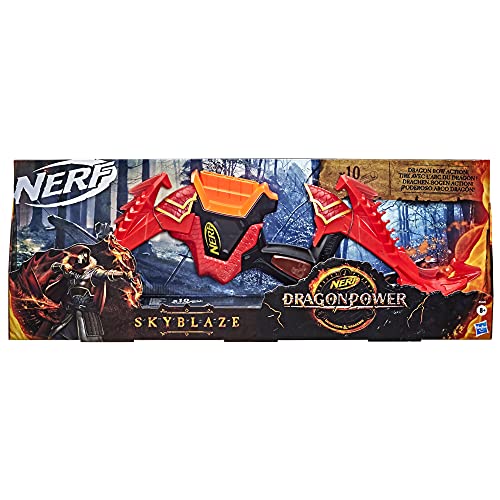 Nerf DragonPower Skyblaze Dart Bow - Dungeons and Dragons Dragon Bow Action with 10 Nerf Darts and 5-Dart Storage