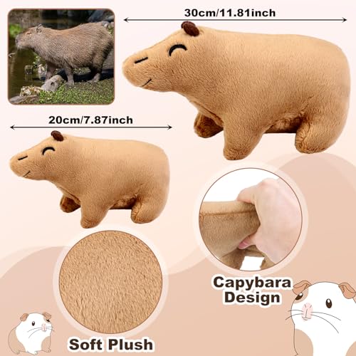 Zuimei 2Pcs Capybara Plush Toy,20CM and 30CM Capybara Stuffed Animal Doll Toy,Cute Rodent Stuffed Animal Doll,Capybara Realistic Stuffed Animal,Soft Stuffed Capybara Toy for Kids