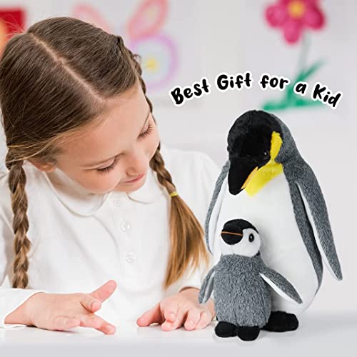 Penguin Mom & Baby Plush Toy, 33cm Stuffed Animal Small Plushie Doll, Soft Fluffy Like Real Penguin Hugging Toy - Present for Every Age & Occasion (assa-911)