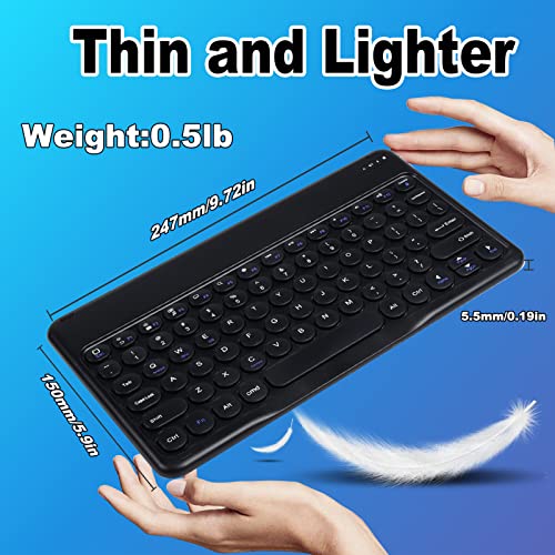 Bluetooth Keyboard, Wireless Keyboard and Mouse 2.4 USB Rechargeable Lightweight 10IN Universal Quiet Portable Mini Keyboard and Mouse Set for iPad,iOS,Mac,Windows,Android Tablet Laptop Upgrade-Black
