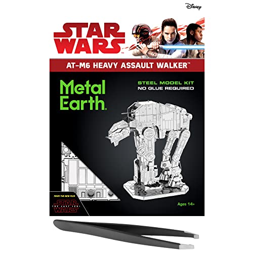 Metal Earth Fascinations Star Wars at-M6 Heavy Assault Walker 3D Metal Model Kit Bundle with Tweezers