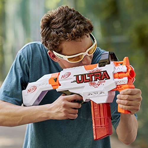 Nerf Ultra Focus Motorized Blaster, 10 AccuStrike Ultra Darts, Clip, Stock, Compatible Only with Nerf Ultra Darts