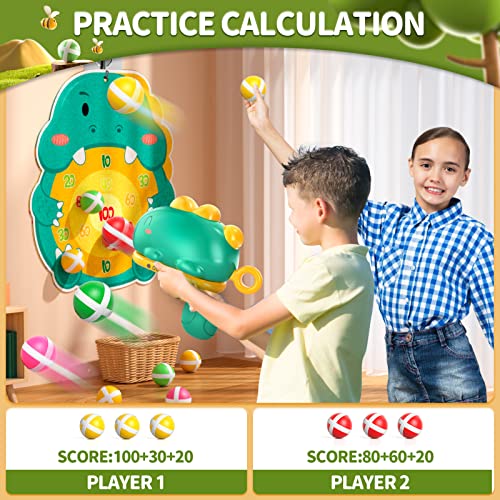 Kids Blaster Gun Shooting Games Dart Board Toys for Boys Girls Ages 3-5 6-8, Outdoor Indoor Dinosaur Dart Board for Kids Birthday Gifts, Ideas Party Game Toys Gifts for 3 4 5 6 7 Year Old Boys Kids