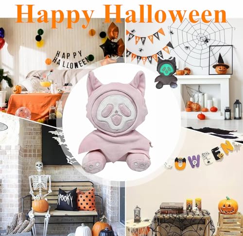 Aisszhao Halloween Scream Stuffed Plush Toy,23cm Pink Halloween Death Plush Toy Halloween Plush Toy Halloween Luminous Plushie Doll Glow in the Dark,Tuffed Toys for Kids Birthday