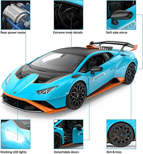 Blue Lamborghini Huracán STO RC Car: 1:14 Scale High-Performance Remote Control Toy Vehicle. Ideal for Racing Enthusiasts, kids