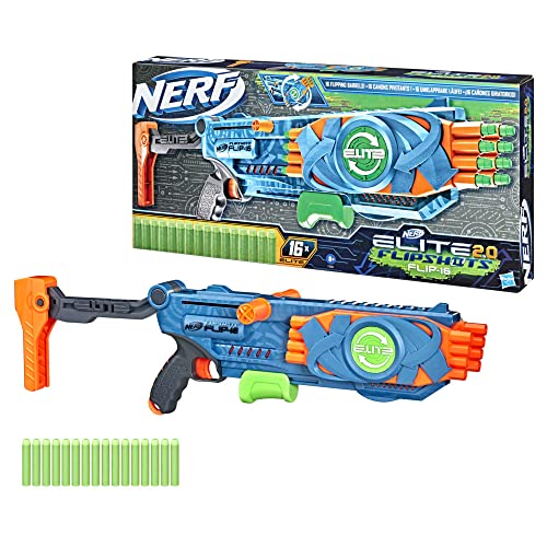 Nerf Elite 2.0 Flipshots Flip-16 Blaster with 16 Dart Barrels That Flip to Double Your Firepower, 16-Dart Capacity, 16 Nerf Elite Darts