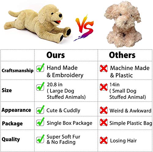 LotFancy Dog Stuffed Animals Plush 53 cm, Soft Cuddly Golden Retriever Plush Toys, Large Stuffed Dog, Puppy Dog Stuffed Animals, Gift for Kids Pets Girls, Christmas Toys