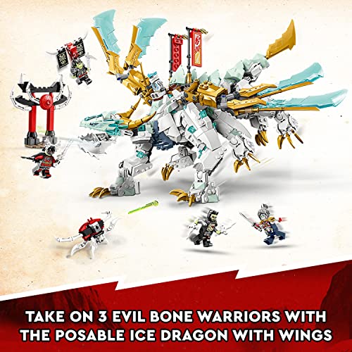 LEGO 71786 NINJAGO Zane’s Ice Dragon Creature 2in1 Dragon Toy to Action Figure Warrior, Model Building Kit, Construction Set for Kids, Boys & Girls with 5 Minifigures