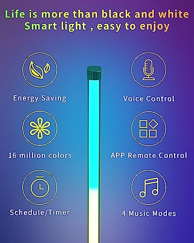 Lphianx Corner Floor Lamp Works with Alexa, Modern Led Floor Lamp with Remote, Voice & App Control, Music Sync, 16 Million Color Changing, Mood Lighting Smart RGB Floor Lamps for Living Room Bedroom