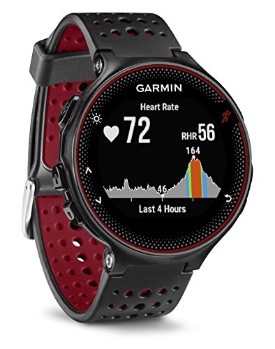 Garmin Forerunner 235 GPS Running Watch with Elevate Wrist Heart Rate and Smart Notifications, Black/Marsala Red (Renewed)