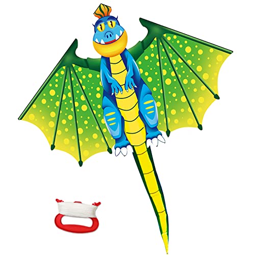 YongnKids Huge Kites for Children with Long Tail, Kites for Children and Adults Beach Camp Trip Outdoor Activties Games, Kids Kite Easy to Fly, Bag Easy to Carry & Assemble(Dinosaurs)