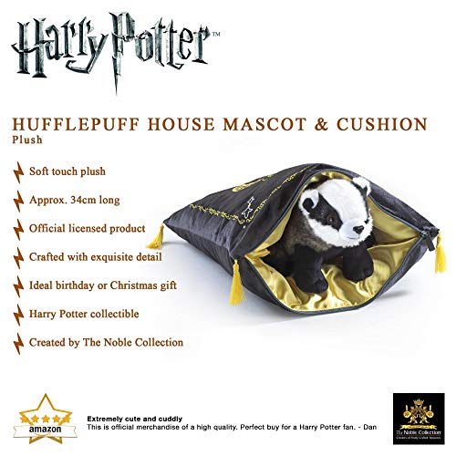 The Noble Collection Harry Potter Hufflepuff House Mascot Plush & Cushion - Officially Licensed 13in (34cm) Hufflepuff Badger Plush Toy Dolls Gifts