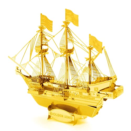Metal Earth Golden Hind Gold Version 3D Metal Model Kit Bundle with Tweezers Fascinations