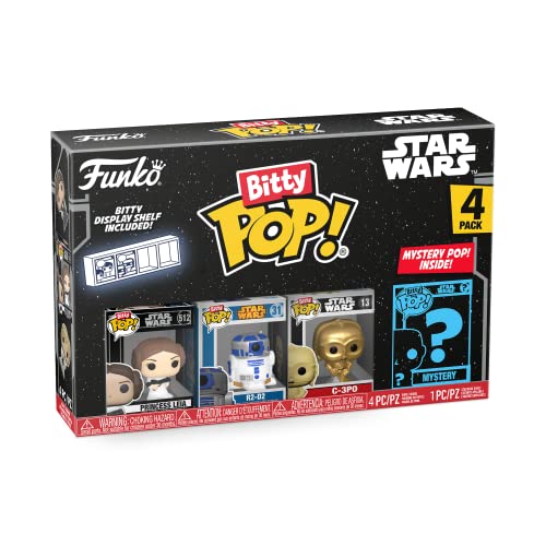 Funko Bitty POP! Star Wars - Princess Leia™, R2-D2™, C-3PO™ and A Surprise Mystery Mini Figure - 0.9 Inch (2.2 Cm) Collectable - Stackable Display Shelf Included - Gift Idea - Party Bags Stocking