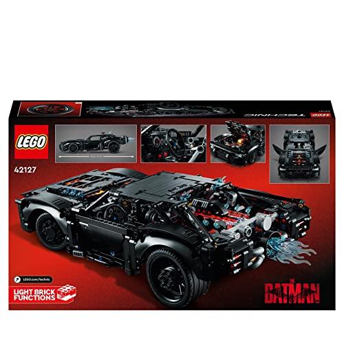 LEGO 42127 Technic THE BATMAN – BATMOBILE Model Car Building Toy, Movie Set, Superhero Gifts for Kids, Boys, Girls and Teen Fans with Light Bricks