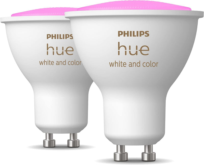 Philips Hue White and Colour Ambiance Smart Light 2 Pack [GU10 Spot] With Bluetooth. Works with Alexa, Google Assistant and Apple Homekit