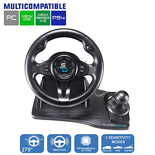 Subsonic Superdrive - GS550 Racing steering wheel with Pedals, paddles shifter, shifter & vibration for Xbox Serie X/S, PS4, Xbox One, PC (programmable for all games) (Xbox Series X///)