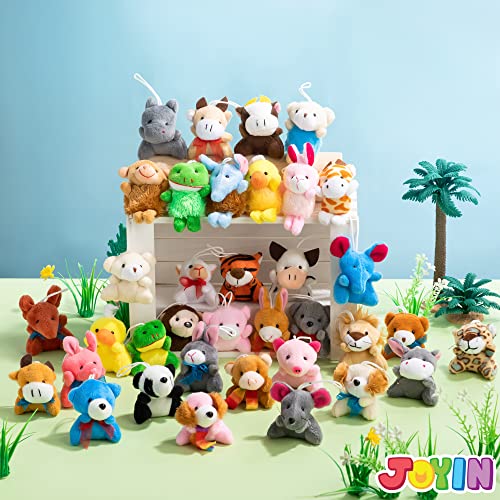 JOYIN 36 Pack Mini Animal Plush Toy Assortment 2.5-3”(6.4-7.6cm Each), Bulk Stuffed Animals Party Favors for Kids, Small Animals Plush Keychain Decoration, Carnival Prizes, Party Bag Fillers for Kids