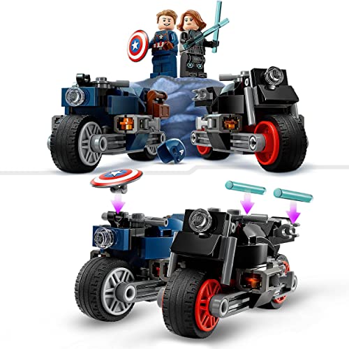 LEGO 76260 Marvel Black Widow and Captain America Motorcycles, Avengers Age of Ultron Set with 2 Superhero Motorbike Toys for Kids, Boys, Girls Aged 6 and Up