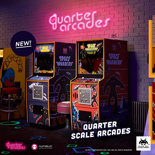 Quarter Arcades Official Space Invaders I 1/4 Sized Mini Arcade Cabinet by Numskull – Playable Replica Retro Arcade Game Machine – Micro Retro Console