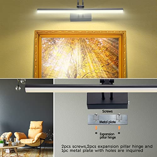 RAIFOOLLY Picture Light, 13in Battery Operated Picture Lights for Paintings,Metal Remote Display Art Light with Timer and Dimmable for Wall Painting,Frame, Portrait, Dartboard(Black), RF00290