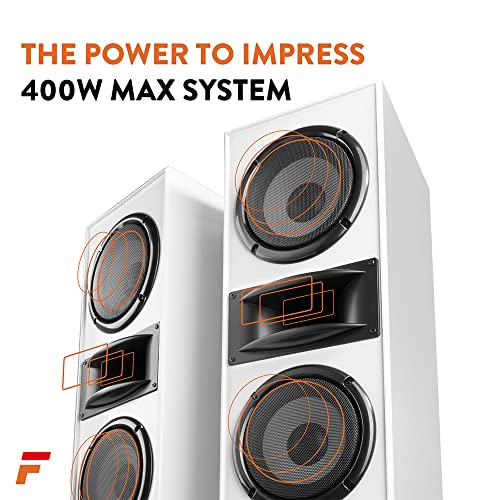 Fenton Floor Standing HiFi Tower Speaker System with AD200A Bluetooth Amplifier - SHF700W White