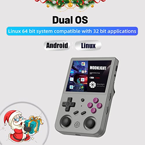 RG353V Handheld Game Console Support Dual OS Android 11+ LINUX, 5G WiFi 4.2 Bluetooth RK3566 64BIT 64G TF Card 4450 Classic Games 3.5 Inch IPS Screen 3500mAh Battery