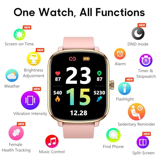 Popglory Smart Watch for Women Men Kids, 1.69" Smartwatch, 48mm Fitness Tracker Watch with Blood Pressure and Heart Rate Monitor 100+ Sports Waterproof Fitness Watch, Long Standby for Android iOS