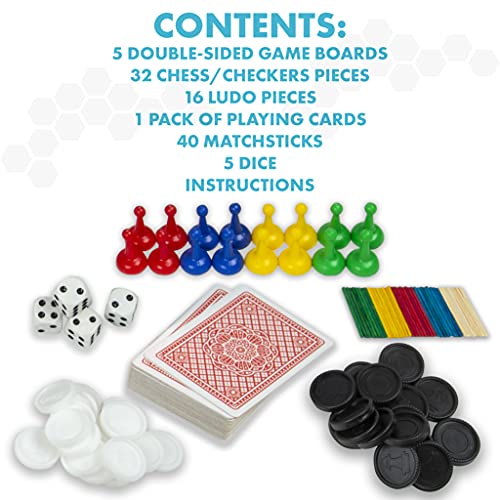 abeec 100 Classic Games Compendium - A Collection of Classic Family Board Games - Includes Chess, Draughts, Ludo and a full pack of Playing Cards