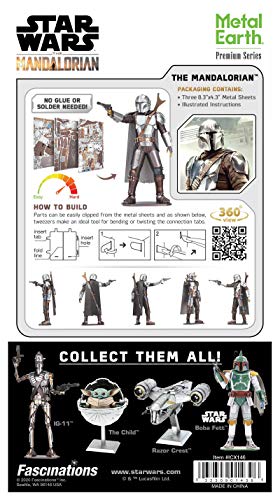 Metal Earth Fascinations ICX146 ICONX 502951 - Star Wars The Mandalorian - The Mandalorian™, Laser-Cut 3D Construction kit, 2 Metal platinums, from 14 Years